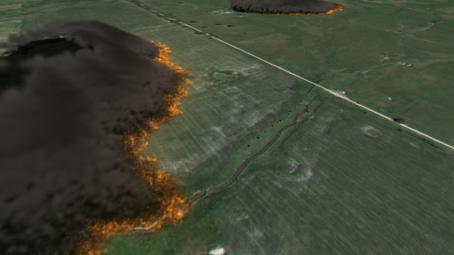 Visualisation of a bushfire spread simulation using the Spark software. CSIRO photo. 